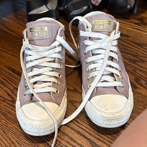Converse All Star Lavender High-Top Sneakers with White Laces